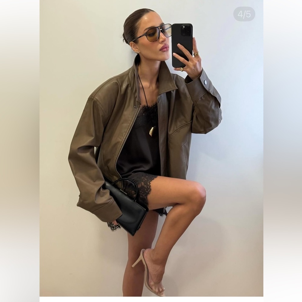 TREND NEW  ZARA FAUX LEATHER HIGH COLLAR BOMBER JACKET 
🚨FIRM PRICE NO DISCOUNT - Picture 3 of 16